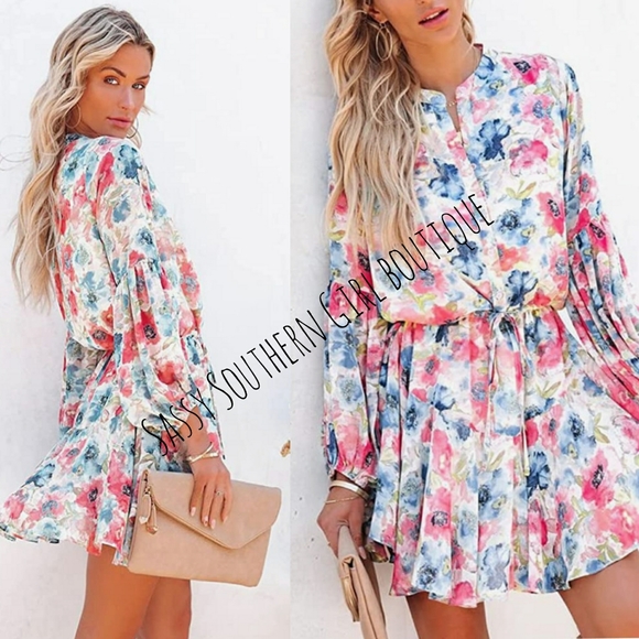 Sassy Southern Girl boutique Dresses Floral Tie Waist Mini